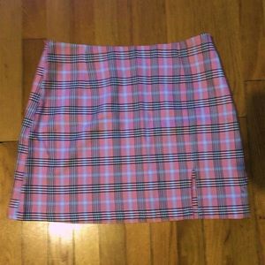 baby pink plaid mini skirt